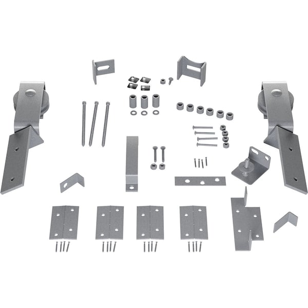 Ekena Millwork Barnfold J-Strap 2-Door Hardware Set for 1 1/4" to 1 3/8" Doors, Flint Gray GB6007M2HFG - main